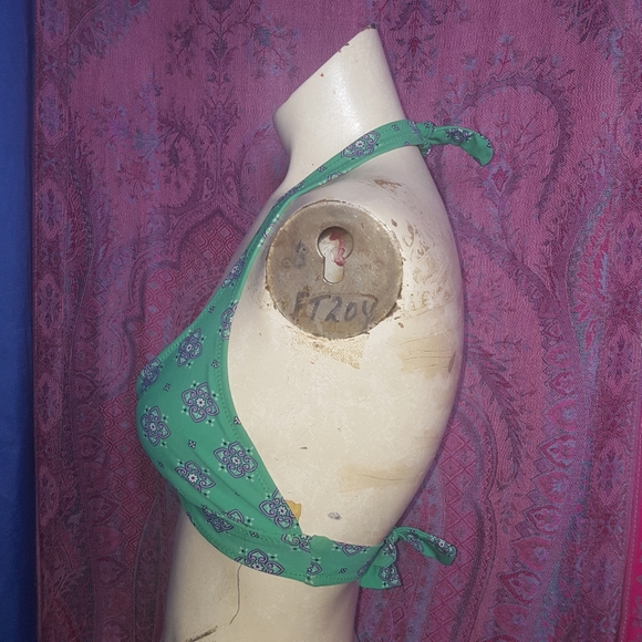 Green Halter Bikini Top Boho Chic Cute S XS - Picture 4 of 4